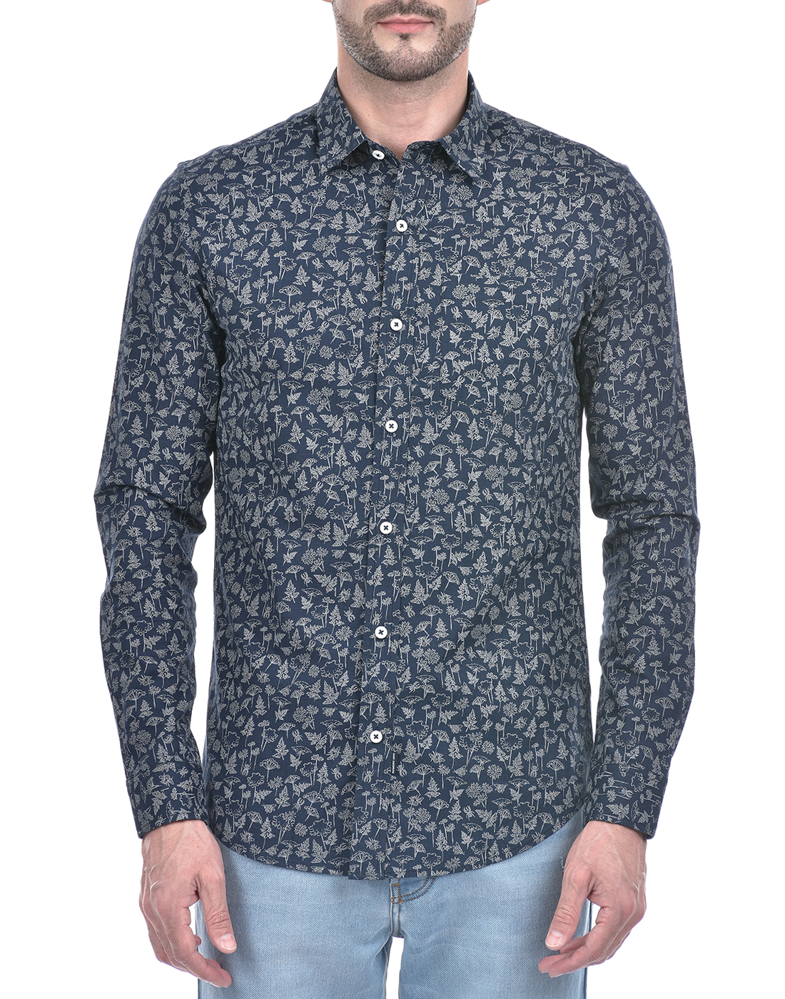 Numero Uno Men Abstract Navy Shirt